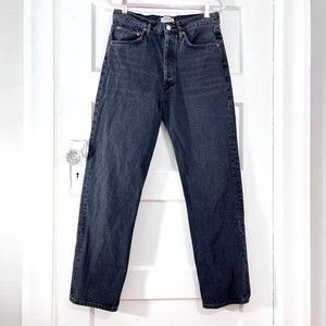 AGOLDE Jeans Women 27 Black Button Fly 90s Jean High Rise Slightly Tapered